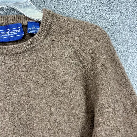 Gieves Hawkes Cashmere Sweater Men’s XL Brown Savile Row Long Sleeve - Picture 5 of 16